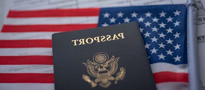 US Passport on American Flag