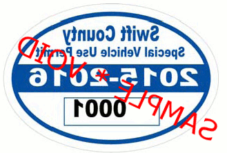 Sample Special Use Vehicle Sticker